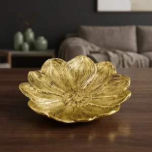 Plateau de service en métal plaqué or avec motif abstrait, plateau décoratif moderne pour la table, la maison et la cuisine - Product Image 2