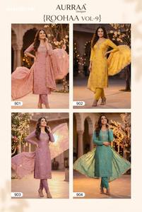 Nueva Colección de Kurti-Pantalón-Dupatta Rectos de Algodón Modal con Estampado y Detalles Hechos a Mano, Suministro al por Mayor - Product Image 6