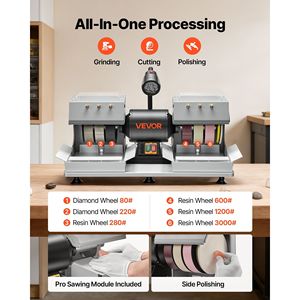 Efficiente Macchina Lucidatrice per Pietre da 6 Pollici, 2/5 HP, 1800 RPM, con Lampada LED e Sistema ad Acqua, per Lavorazione Diamanti e Resina - Product Image 2