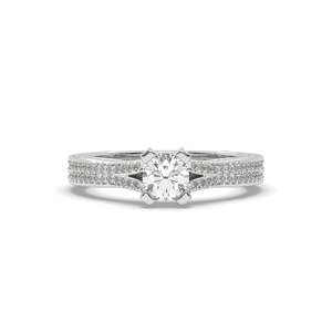 Bague classique pour femme AJRETAIL en or blanc sertie de diamants de laboratoire de 1,624 carats - Couleur F, clarté VS1, certifiée IGI - Product Image 1