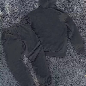 Wholesale Winter Eco-Friendly Solid Casual Breathable Quick Dry Hooded Tracksuit <b>Sweatpants</b> <b>Set</b> Men Women - Product Image 3
