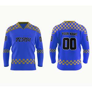 Maillot de hockey sur glace personnalisé sublimé - Motif à carreaux - Vêtements de sport de haute qualité - Product Image 2