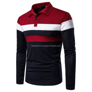 Moda nuevo Color negro precio barato hombres Polos manga larga venta al por mayor personalizado clásico hombres botón Up Polo camiseta - Product Image 3
