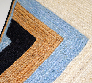 NYKO MART Handmade Braided 100% Organic Jute <b>Rug</b> 6x9 Ft Bohemian Geometric Pattern Eco-Friendly Low Pile Medium <b>Thickness</b> <b>Rug</b> - Product Image 5