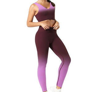 Nuevo Conjunto de Yoga y Ejercicio Personalizado de Tallas Grandes para Mujer, Estilo Único en la Parte Delantera, Ajuste Cómodo, Color Sólido, 2 Piezas, Cintura Alta - Product Image 1