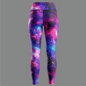 Leggings pour femmes à taille haute, imprimé galaxie, longueur intégrale, extensibles, tricotés, respirants, style sportif, toutes saisons, spandex, polyester - Product Image 2