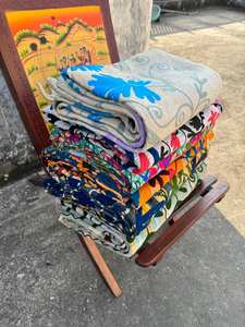 Vintage Suzani Kantha Quilt | Hand Stitched Eco-Friendly Cotton <b>Throws</b> | Boho <b>Patchwork</b> Blankets | Reversible Indian Textile | - Product Image 3