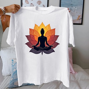 Meditación Pose meditativa con Lotus Camiseta de algodón puro Mujer ajuste cómodo - Product Image 1