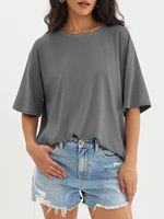 Camiseta de Hombre de Poliéster y Algodón Estampada de Tejido Sólido - Corte Regular de Secado Rápido
