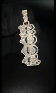 Colgante Personalizado de Hip Hop, Vertical, con Incrustaciones de Diamantes, Plata 925, Moissanita, Corte Brillante Redondo, Unisex, con Letra - Product Image 4