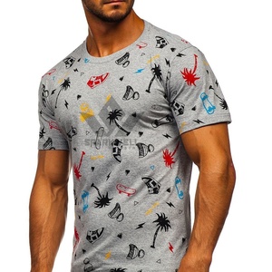 Men's Gray Skateboard Palm <b>Tree</b> Graphic T-Shirt Short Sleeve O-Neck 100% Cotton Jersey <b>Slim</b> Fit Casual Printed Tee - Product Image 2