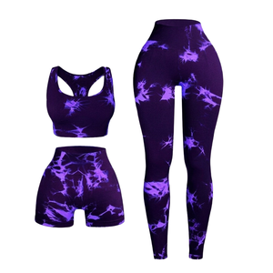 Conjunto de Yoga de 3 Piezas Estilo Urbano, Leggings con Estampado de Tigre, Top Corto Deportivo y Pantalones Cortos de Ciclismo - Product Image 4