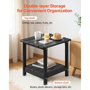 "Double Layer HDPE 17.72W X 14.96D X 17.32H Inch Patio & Mall <b>Outdoor</b> <b>Side</b> <b>Table</b> Easy Maintenance Harsh Weather Resistant" - Product Image 3