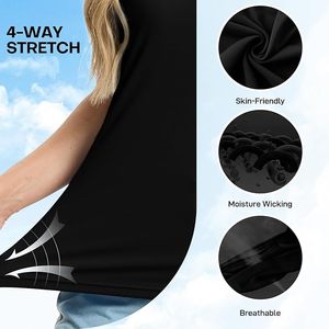 Camiseta Deportiva Casual de Manga Corta para Mujer, Color Negro Sólido, Transpirable, de Jersey Comprimido, de Secado Rápido - Product Image 2