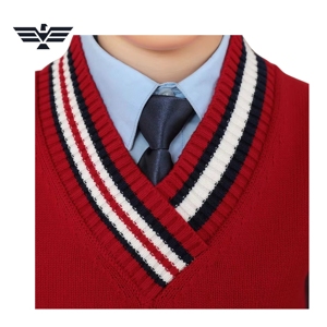 Chaleco Escolar Formal Personalizado de Algodón Tejido, Cuello en V, Sin Mangas, para Niños Unisex, con Logotipo Personalizado - Product Image 3
