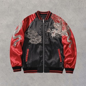 Luxury 420GSM Heavyweight Souvenir Jacket Black Beige Varsity Style Bomber Jacket <b>Men</b> Streetwear Casual Autumn Zipper Closure - Product Image 1