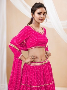 ชุด lehenga choli เสื้อจอร์เจียแบบดั้งเดิมสีชมพู - Product Image 4