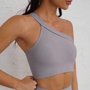 OEM 2026 Haut de soutien-gorge asymétrique pour femme, style court, design côtelé, très tendance, livraison gratuite - Product Image 1