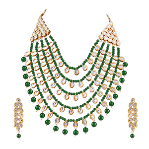 Indian Stylish Layered Pearl Rani Haar Long Kundan Necklace Jewellery Set Wedding Engagement Party <b>Gift</b> Antique Gold Plated - Product Image 2