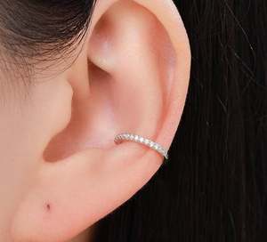 Manchettes d'oreille en argent sterling avec zircone cubique, sans perçage, finition or, or rose ou argent, pour boucles d'oreilles enveloppantes sans perçage3 - Product Image 2