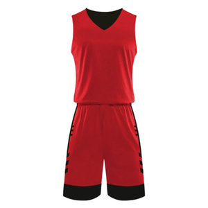 Uniforme de Baloncesto Rojo sin Mangas con Cuello en V para Hombre, Conjunto de Camiseta y Pantalones Cortos Deportivos con Nombre del Equipo, Nombre y Número Personalizados - Product Image 3