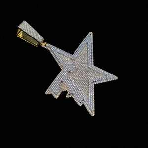 Joyería Kaleido, Colgante de Plata de Ley 925 con Moissanita y Diamantes Redondos y Baguette, Diseño de Estrella y Luna, Estilo Hiphop - Regalo - Product Image 1
