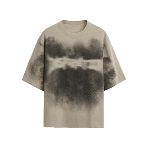 เสื้อยืดแขนสั้นผู้ชายพรีเมียมทรงโอเวอร์ไซส์ ลายถัก ทอแบบไท-ได คอกลม ลำลอง ลายพิมพ์ เสื้อฮิปฮอป วินเทจ - Product Image 1