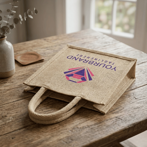 Bolsa de Mano Tejida de Yute Natural Premium con Asas de Cuero para Compras, Regalos Personalizados y Uso Promocional, Mejor Precio - Product Image 3