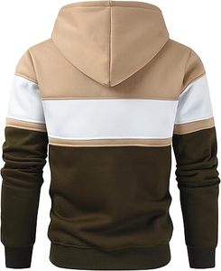 Sweat-shirt à capuche color block pour homme, manches longues, doublure en coton, tendance automne - Product Image 6