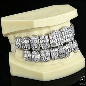 Grillz complet Hip Hop en Argent 925 plaqué or, entièrement orné de Moissanite certifiée par une tierce partie, bijoux dentaires pour soirée - Product Image 3