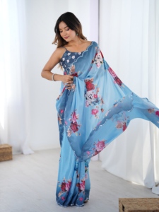 Elegant Heavy Chinnon Traditional <b>Saree</b> <b>for</b> <b>Women</b> Wedding & Party Wear Indian Pakistani Clothing Regular Length - Product Image 6