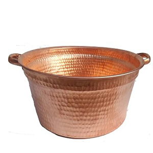 Cuenco portátil de cobre pulido para pedicura, tazón de cobre martillado a mano, cuenco redondo de metal de estilo tradicional para lavado de pies. - Product Image 1