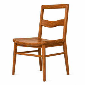 Chaise de salle à manger scandinave moderne en teck massif, siège ergonomique, dossier sculpté pour le soutien lombaire |   Hôtel de luxe, bureau à domicile, salle à manger - Product Image 2