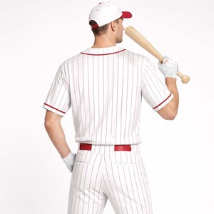 Ensemble de maillots de baseball à rayures rouges et blanches de haute qualité, à séchage rapide, à manches courtes, pour hommes et équipes de jeunes - Product Image 2