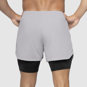 Pantalones Cortos Deportivos para Hombre, Color Gris Sólido, Ecológicos, Impermeables, de Secado Rápido, Cintura Alta, con Cordón Ajustable y Bolsillos - Product Image 6