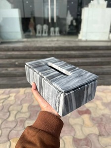 Caja de pañuelos moderna de mármol gris, ideal para escritorio de oficina, mostrador de baño, mesa del hogar y ocasiones de regalo. Venta al por mayor desde India. - Product Image 6