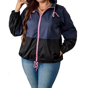OEM/ODM Women Hooded Windbreaker <b>Jacket</b> Color Panel Full Zipper Outdoor Streetwear Style Women Nylon Windbreaker <b>Jackets</b> - Product Image 1