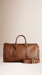 Sac de voyage classique en toile avec garniture en cuir, fermeture à glissière, unisexe, couleur olive brun, capacité 36-55L - Product Image 3