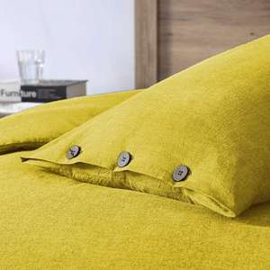 Parure de lit en lin jaune moutarde avec 2 taies d'oreiller, style bohème, pour la décoration de chambre, hôtel, maison, option de taille personnalisée - Product Image 3