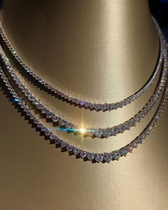 Collar de Moissanita Helada Estilo Riviera con 3 Puntas, Plata de Ley, Lujo Hip Hop, Engaste de Puntas, Estilo Riviera Graduado - Product Image 1