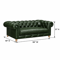Canapé-lit trois places en cuir véritable de style mid-century moderne, vert foncé, avec pieds en bois massif, pour salon, entrepôt et villa