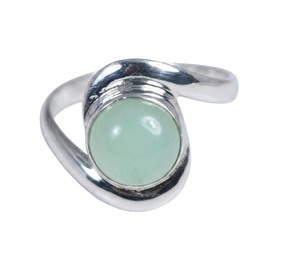 Bague en argent sterling 925 avec calcédoine aqua naturelle, faite à la main, élégante, bijoux fins de créateur, cadeau pierre de naissance de mars - Product Image 3