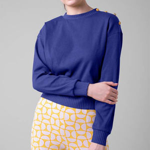 Sudadera de Invierno para Mujer, Color Azul, Suave al Tacto, 100% Algodón, Estilo Urbano, Cuello Redondo, Mangas Largas, para Gimnasio y Entrenamiento, Precio Directo de Fábrica - Product Image 1