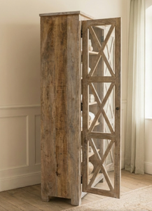 ตู้หนังสือแก้วแกะสลักลายไม้สไตล์อินเดียคลาสสิก หรือตู้เสื้อผ้าแบบโชว์สินค้าสไตล์ชนบทแบบทาสี - Product Image 3