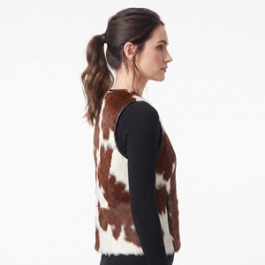 Chaleco de Cuero de Piel de Vaca Premium para Mujer, Chaleco sin Mangas de Cuero de Piel de Vaca para Mujer, Chaleco de Cuero de Piel de Vaca con Cuello en V para Mujer - Product Image 3