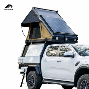 Offroad kamp çadırı yükseltilmiş çift yuvaları GÜNEŞ PANELI alüminyum köşeleri sert kabuk üçgen araba çatı üst çadır - Product Image 2