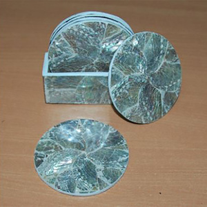 Juego de cristalería Abalone de 6 piezas, cristalería y manteles individuales con diseño de mosaico artístico, tamaño 10 cm / juego de 6 piezas con caja - Product Image 1