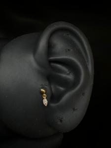 Pendientes colgantes de oro de 14K con diamante marquise cultivado en laboratorio, aretes helix y daith, joyería fina y delicada para mujer, elegante para uso diario. - Product Image 2