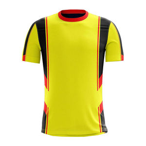 Maillot de football personnalisé jaune, noir et rouge, uniforme d'équipe, chemise de sport à manches courtes - Product Image 1
