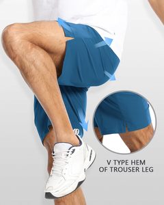 Shorts de sport personnalisés pour hommes, en toile, pour la course et la plage, doux, respirants, tendance, décontractés, avec cordon de serrage, mi-longs - Product Image 5